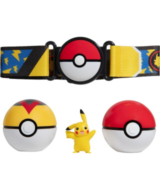 Ceinture Clip 'N' Go Pikachu Pokémon Day - BANDAI - Pokémon - 1 ceinture, 2 Poké Balls et 1 figurine Pikachu 5 cm