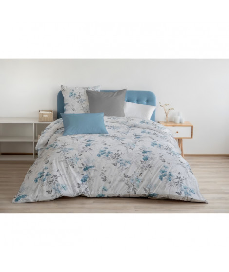 Parure de couette 220x240 cm HOME LINGE PASSION POMPADOUR : Housse de couette + 2 taies d'oreiller - 100% Coton 57 Fils - Bla…