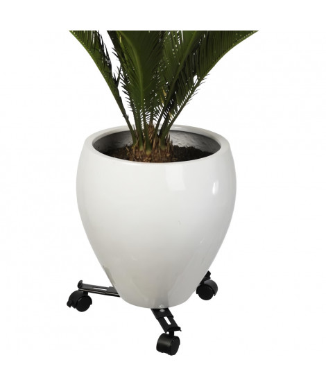 NATURE Tablette a roulettes pour plantes extensible - Métal noir - H6 x 27/37 x 27/37 cm