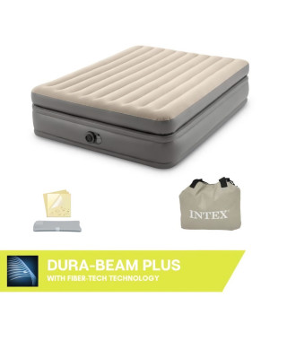Matelas gonflable - INTEX - Prime Comfort - 2 personnes - 152 x 203 x 51 cm - Gris