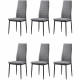 LAUREATE Lot de 6 chaises de salle a manger en métal noir - Tissu gris chiné - Contemporain - L 44 x P 43 cm