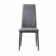 LAUREATE Lot de 6 chaises de salle a manger en métal noir - Tissu gris chiné - Contemporain - L 44 x P 43 cm