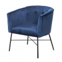 ELIOTT Fauteuil - Pieds en métal - Velours bleu - L 68 x P 59 x H 72 cm