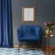ELIOTT Fauteuil - Pieds en métal - Velours bleu - L 68 x P 59 x H 72 cm