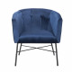 ELIOTT Fauteuil - Pieds en métal - Velours bleu - L 68 x P 59 x H 72 cm