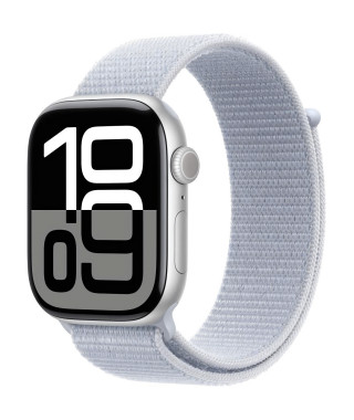 Apple Watch Series 10 GPS + Cellular - 46mm - Boîtier Silver Aluminium - Bracelet Blue Cloud Sport Loop