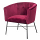ELIOTT Fauteuil - Pieds en métal - Velours rouge - L 68 x P 59 x H 72 cm