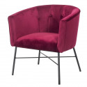 ELIOTT Fauteuil - Pieds en métal - Velours rouge - L 68 x P 59 x H 72 cm
