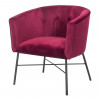 ELIOTT Fauteuil - Pieds en métal - Velours rouge - L 68 x P 59 x H 72 cm