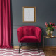 ELIOTT Fauteuil - Pieds en métal - Velours rouge - L 68 x P 59 x H 72 cm