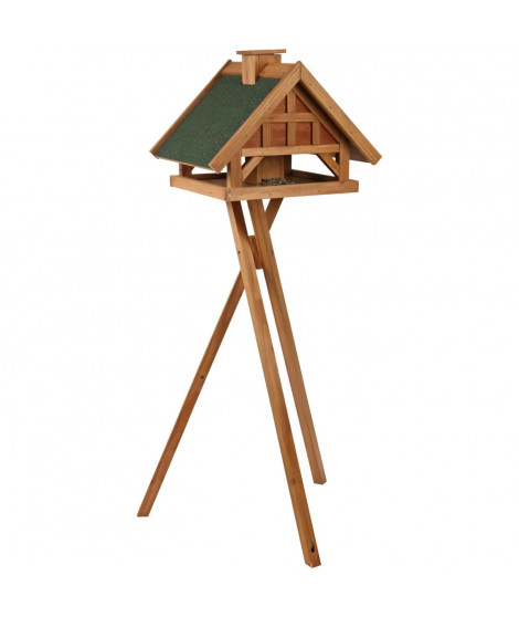 natura mangeoire oiseaux avec pied & silo, en pin, 54 × 40 × 48 cm/1,45 m, brun