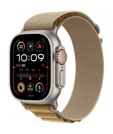 Apple Watch Ultra 2 GPS + Cellular - 49mm - Boîtier Natural Titanium - Bracelet Tan Alpine Loop - Large