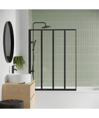 Pare Baignoire 4 volets - GELCO - LEXIA Noir - 110 x 140