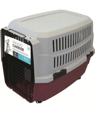 M-PETS Caisse de transport Viaggio Carrier L - 81,3x56x58,5cm - Bordeaux et gris - Pour chien