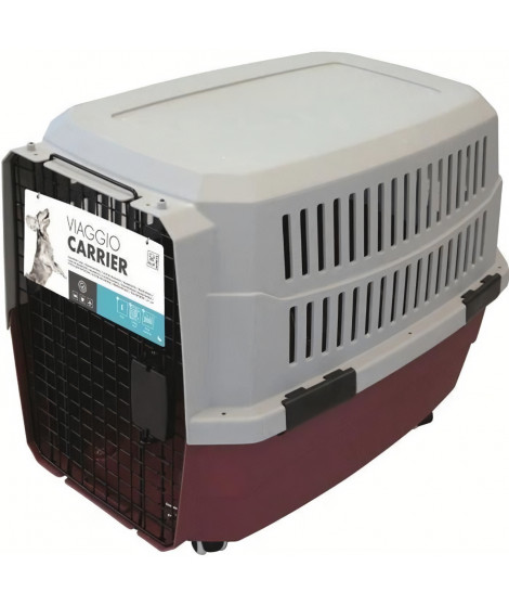 M-PETS Caisse de transport Viaggio Carrier L - 81,3x56x58,5cm - Bordeaux et gris - Pour chien