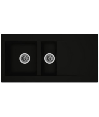 STRADOUR Evier cuisine a encastrer 1,5 bac + 1 égouttoir Einna - Résine - 100 x 50 cm - Noir