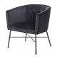 ELIOTT Fauteuil - avec Pieds en métal - Velours noir - L 68 x P 59 x H 72 cm