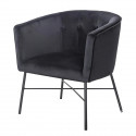 ELIOTT Fauteuil - avec Pieds en métal - Velours noir - L 68 x P 59 x H 72 cm