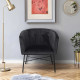 ELIOTT Fauteuil - avec Pieds en métal - Velours noir - L 68 x P 59 x H 72 cm