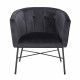 ELIOTT Fauteuil - avec Pieds en métal - Velours noir - L 68 x P 59 x H 72 cm