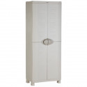 Armoire haute de rangement en résine beige - PLASTIKEN - Space SAVER - 2 portes et 4 étageres