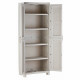 Armoire haute de rangement en résine beige - PLASTIKEN - Space SAVER - 2 portes et 4 étageres