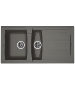 STRADOUR Evier cuisine a encastrer 1,5 bac + 1 égouttoir Arena - Résine - 100 x 50 cm - Gris béton