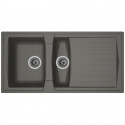 STRADOUR Evier cuisine a encastrer 1,5 bac + 1 égouttoir Arena - Résine - 100 x 50 cm - Gris béton