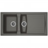 STRADOUR Evier cuisine a encastrer 1,5 bac + 1 égouttoir Arena - Résine - 100 x 50 cm - Gris béton