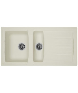 STRADOUR Evier cuisine a encastrer 1,5 bac + 1 égouttoir Arena - Résine - 100 x 50 cm - Blanc