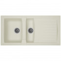 STRADOUR Evier cuisine a encastrer 1,5 bac + 1 égouttoir Arena - Résine - 100 x 50 cm - Blanc