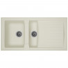 STRADOUR Evier cuisine a encastrer 1,5 bac + 1 égouttoir Arena - Résine - 100 x 50 cm - Blanc