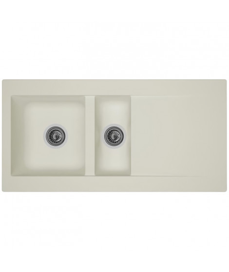 STRADOUR Evier cuisine a encastrer 1,5 bac + 1 égouttoir Einna - Résine - 100 x 50 cm - Blanc