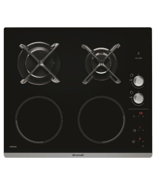 BRANDT - Table de cuisson mixte induction BPI6414BM