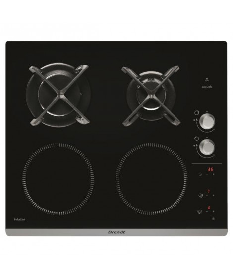 BRANDT - Table de cuisson mixte induction BPI6414BM