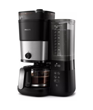 PHILIPS - Cafetière filtre programmable avec broyeur Noir & Argent - HD7888.01