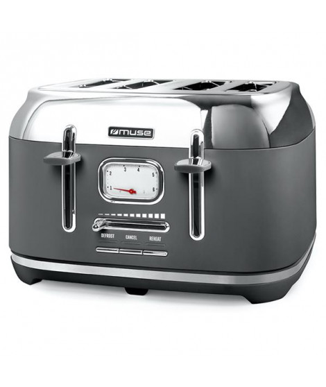 MUSE - Grille-pain 4 fentes Gris & Inox - Collection of Inspiration - MS131DG