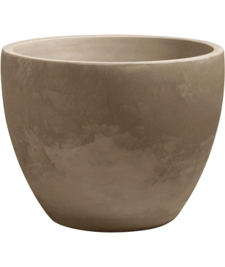 EDA Bac a Arbustes PALMEA Rond 98 L - avec Roulettes - Double Paroi - Réserve d'Eau Intégrée - Ø 70 x 55 cm - Taupe