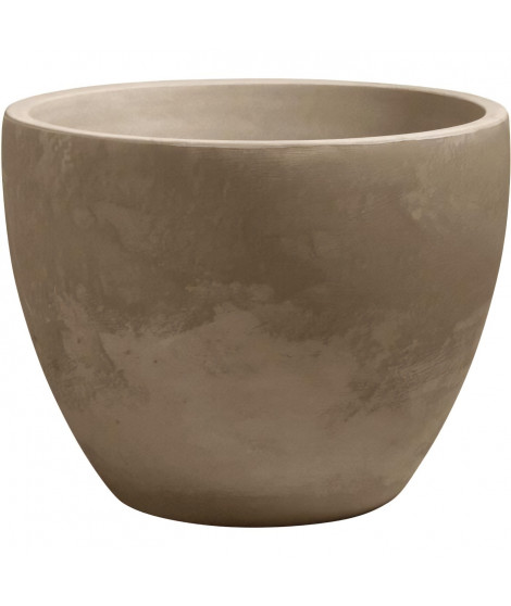 EDA Bac a Arbustes PALMEA Rond 98 L - avec Roulettes - Double Paroi - Réserve d'Eau Intégrée - Ø 70 x 55 cm - Taupe