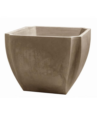 EDA Bac a Arbustes PALMEA Carré 110 L - avec Roulettes - Double Paroi - Réserve d'Eau Intégrée - 70 x 70 x 55 cm - Taupe