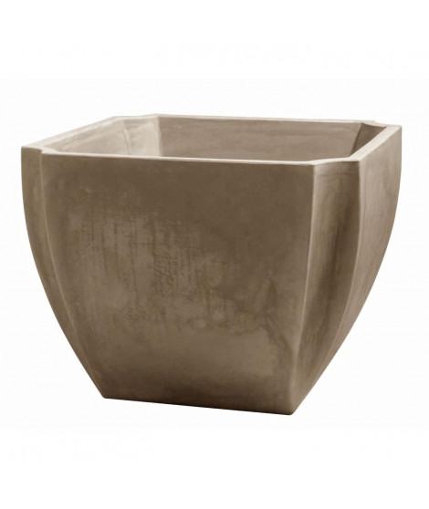 EDA Bac a Arbustes PALMEA Carré 110 L - avec Roulettes - Double Paroi - Réserve d'Eau Intégrée - 70 x 70 x 55 cm - Taupe