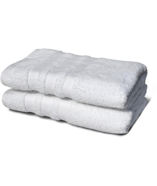 Lot de 2 serviettes - LOVELY HOME - 2 Draps de douche 70 x 140 cm - Blanc