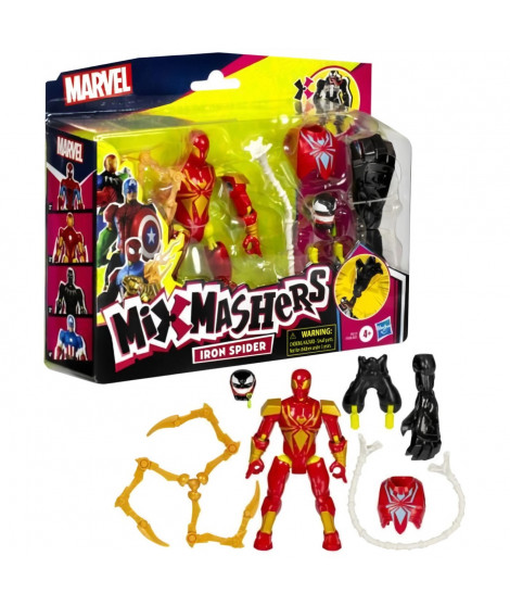 MixMashers Iron Spider Deluxe, figurine 12 cm personnalisable a mélanger et combiner avec accessoires, Marvel, des 4 ans