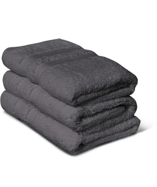 Lot de 3 serviettes - LOVELY HOME - 3 Serviettes 50 x 100 cm - Gris anthracite