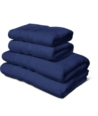 Lot de 4 serviettes - LOVELY HOME - 2 Serviettes 50 x 100 cm + 2 Draps de douche 70 x 140 cm - Bleu marine