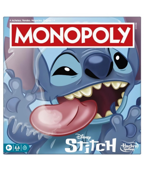 Monopoly Stitch, Jeu de société de plateau, 2 a 4 joueurs, 30 minutes, édition Disney Lilo & Stitch, Des 8 ans