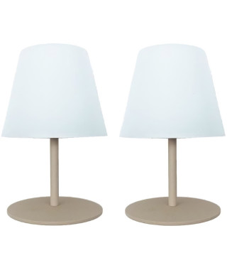 Set de 2 lampes de table sans fil - LUMISKY - TWINS - Cream - H16 cm - LED