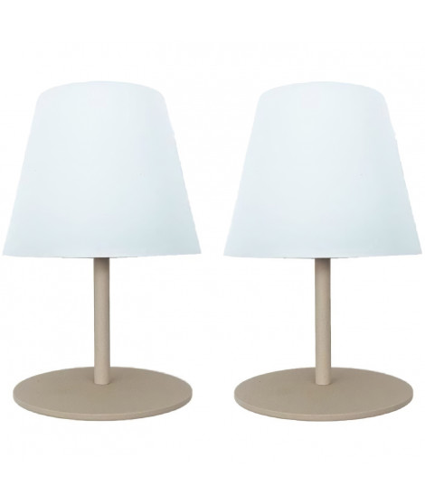 Set de 2 lampes de table sans fil - LUMISKY - TWINS - Cream - H16 cm - LED