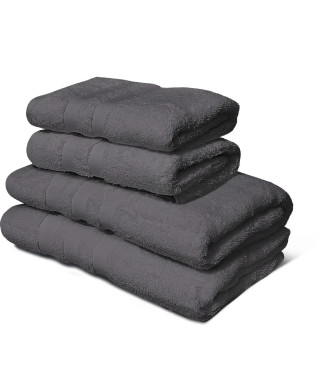 Lot de 4 serviettes - LOVELY HOME - 2 Serviettes 50 x 100 cm + 2 Draps de douche 70 x 140 cm - Gris anthracite
