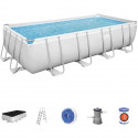 Kit Piscine hors sol tubulaire BESTWAY Power Steel- 488 x 244 x 122 cm - Rectangulaire (Inclus pompe, échelle, diffuseur, bâ…